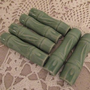 Vintage Japanese bamboo shape ceramic chopstick rests